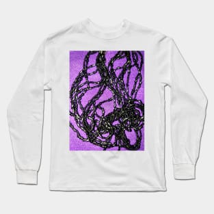 Black beads on a bright purple background Long Sleeve T-Shirt